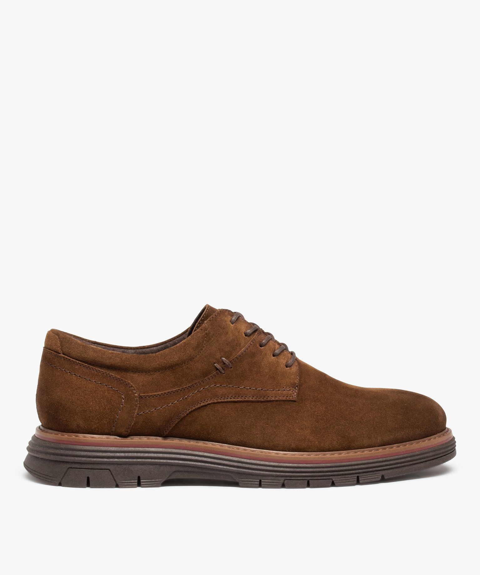 Derbies homme dessus cuir uni à lacets – Tanéo marron | GEMO