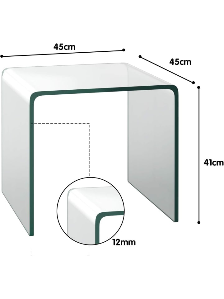 COSTWAY Beistelltisch Glas 45cm in Transparent günstig kaufen onesize