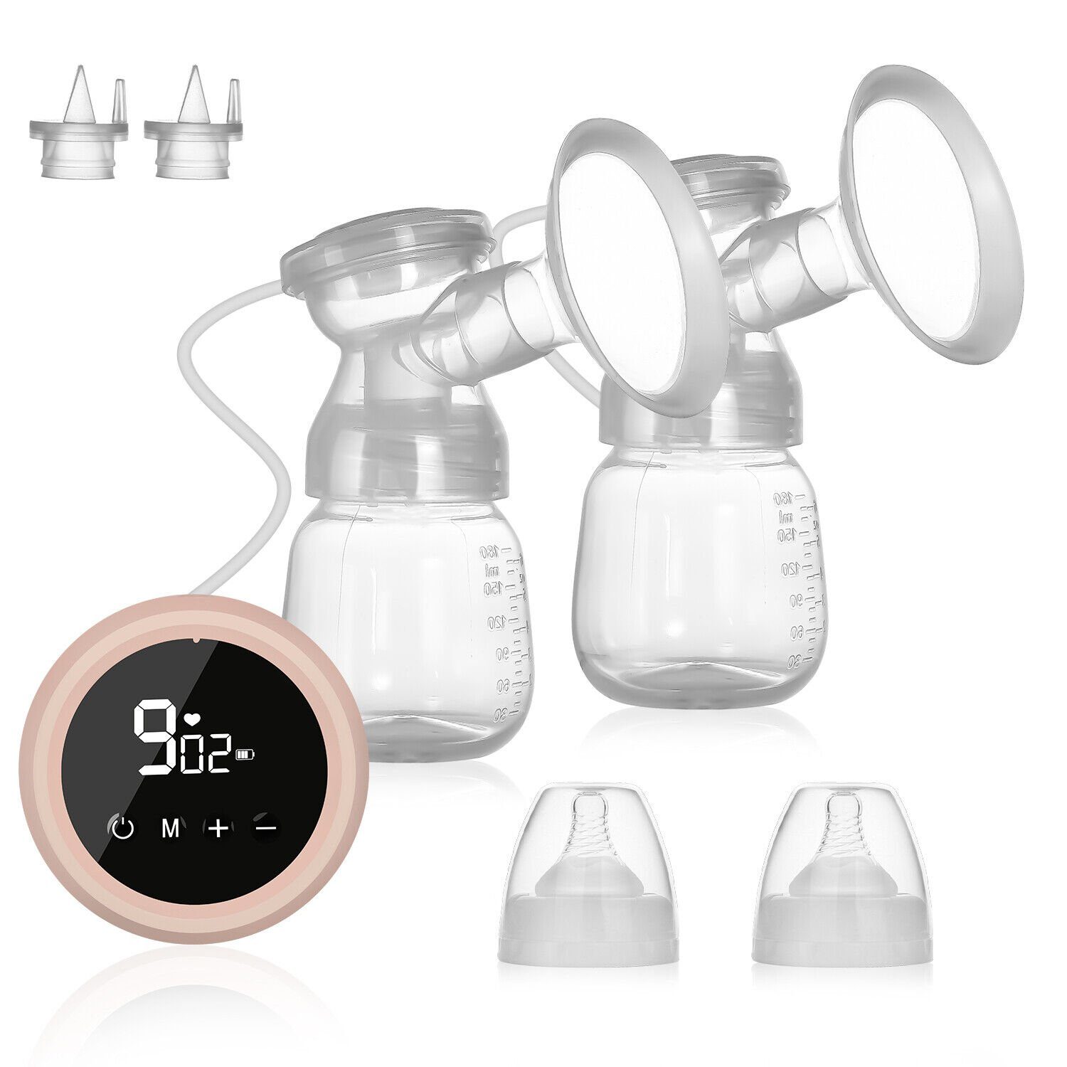 JOEAIS Elektrische Doppelmilchpumpe 2*Milchpumpe Abpumpen Muttermilch Elektrisch Breast Pump Electric, Handsfree Tragbar LCD-Display, 2 Modi und 9 Stufen Geräuscharm und Schmerzfrei