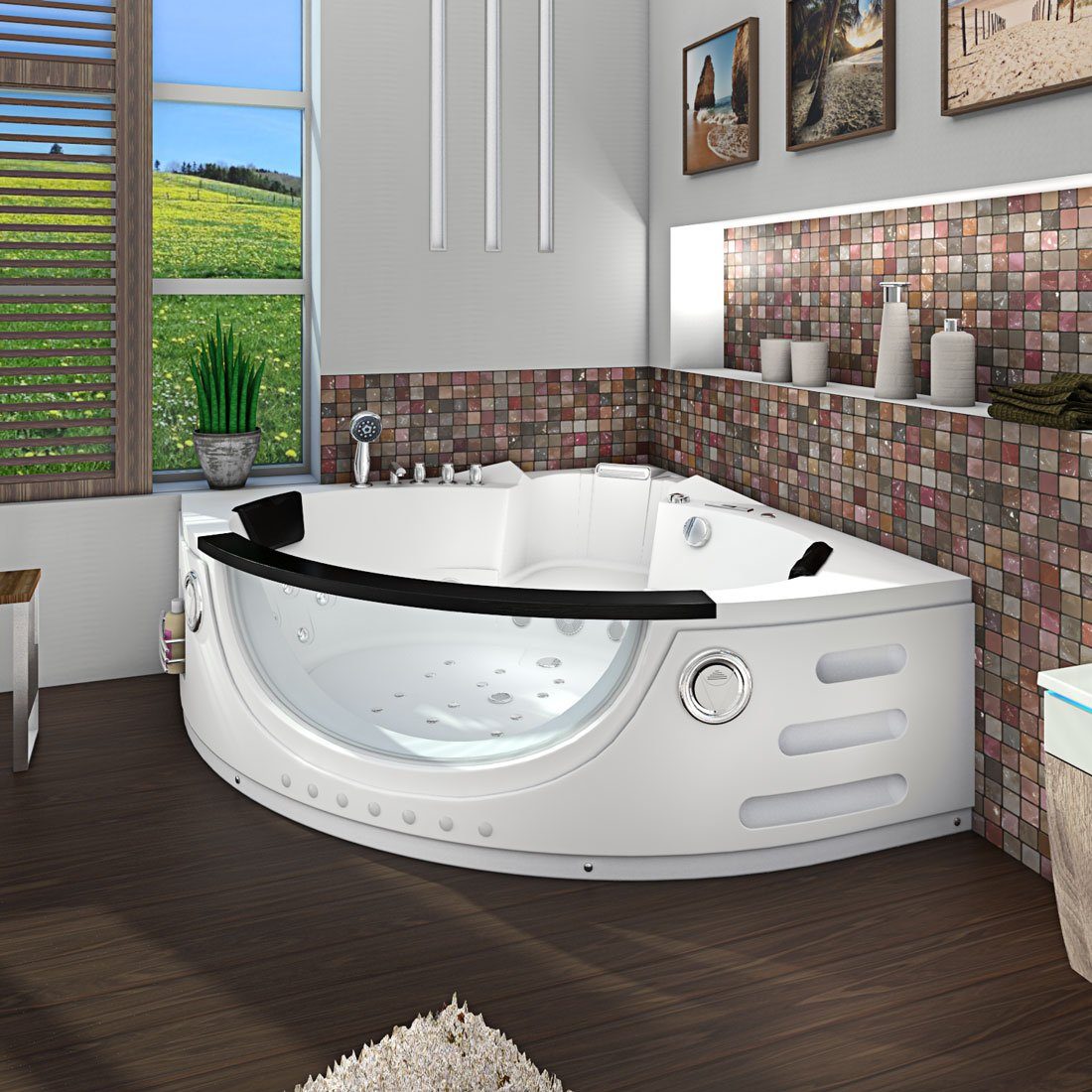 AcquaVapore Whirlpool-Badewanne Whirlpool Pool Badewanne Wanne W06H 152x152cm
