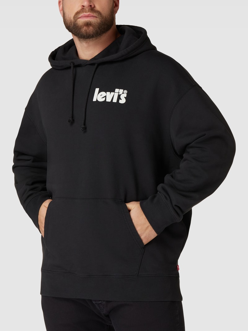 PLUS SIZE Hoodie mit Label-Print in schwarz