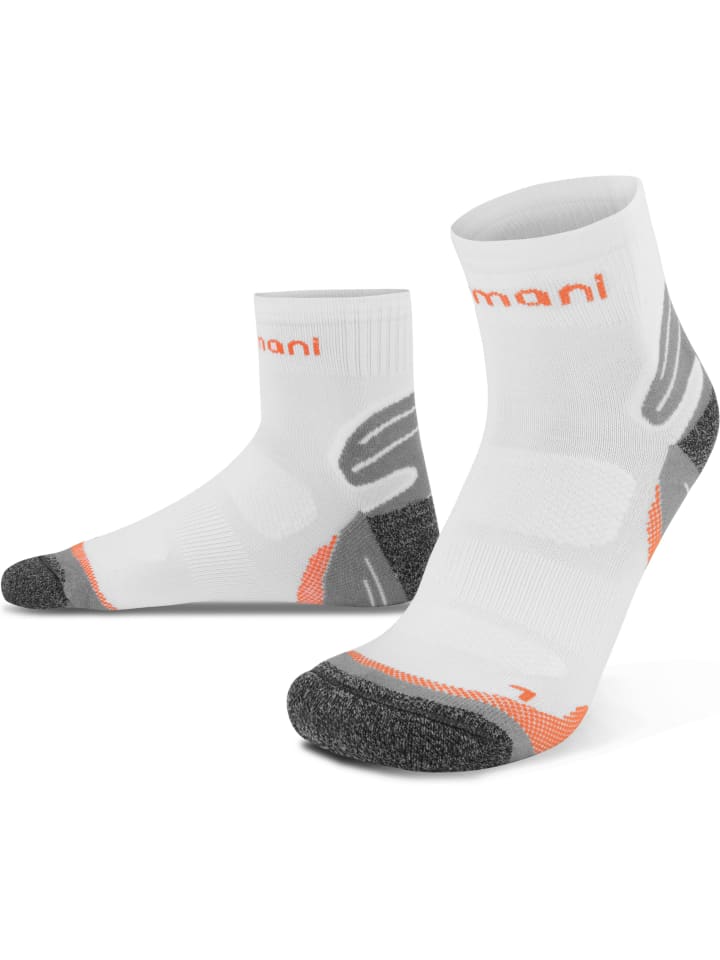normani 3 Paar Kurzschaft-Sportsocken mit verstärkter Sohle in Weiß/Orange günstig kaufen