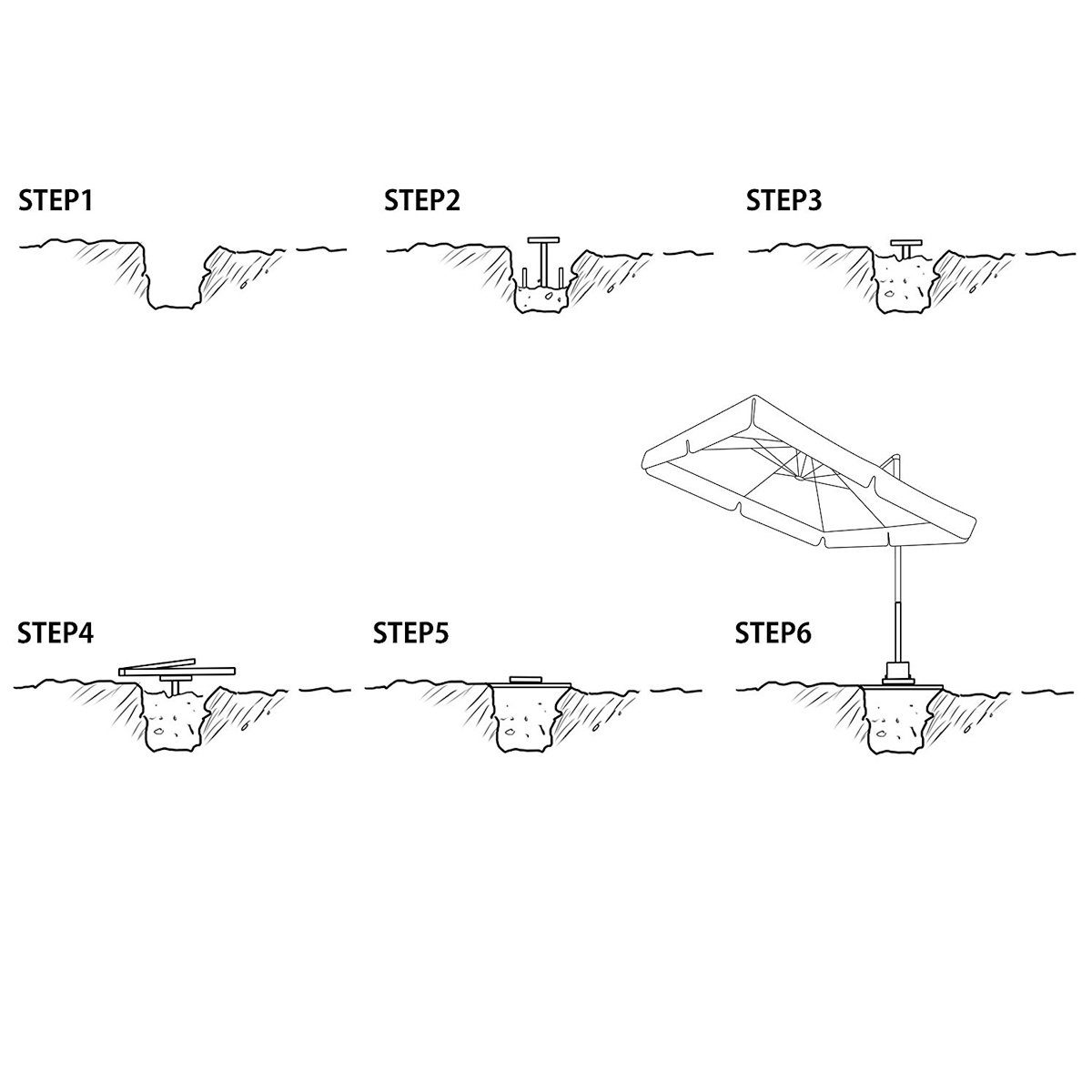 Sekey Schirmhalter Bodenhülse Universal-Bodenplatte Sonnenschirmständer für Ampelschirm, für Stöcke bis Ø 48 mm