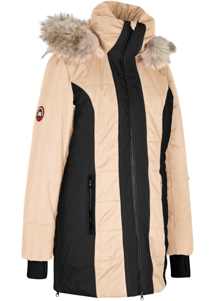 Outdoor-Kurzmantel mit Fellimitat