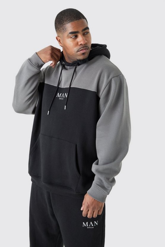 Plus Man Roman Colorblock Trainingsanzug mit Kapuze