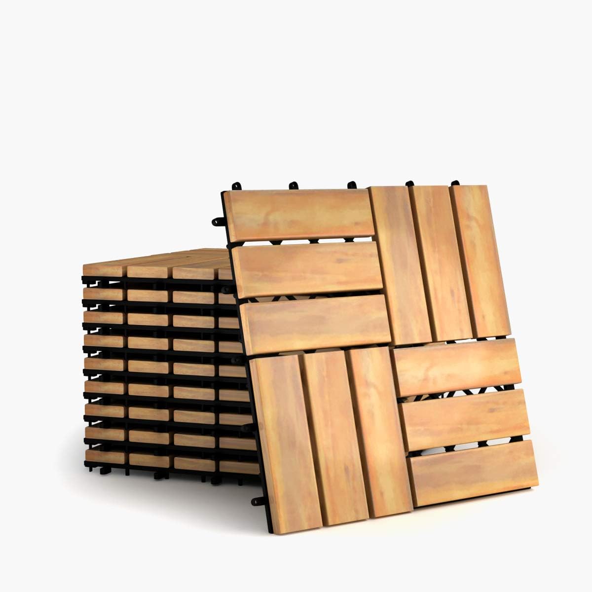 Costway Terrassenfliesen Holz 10er Set 30x30cm