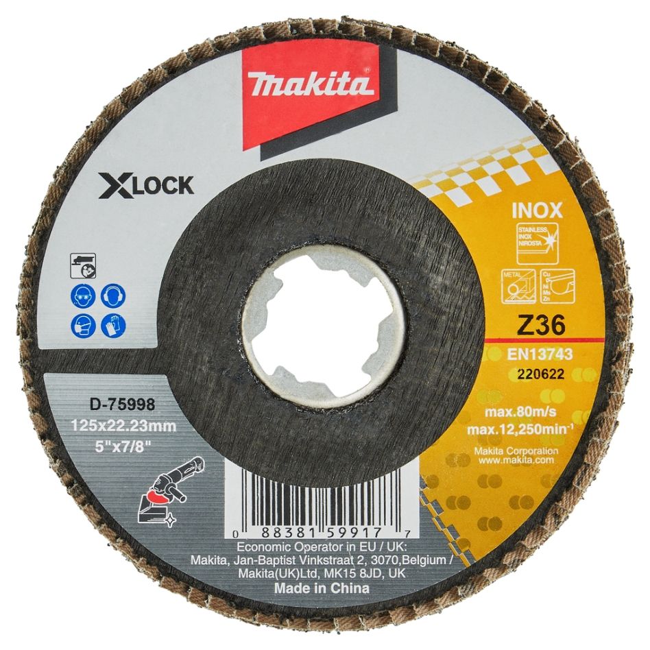 Makita Zubehör D-75998 Fächerschleifscheibe X-LOCK 125 mm Z36