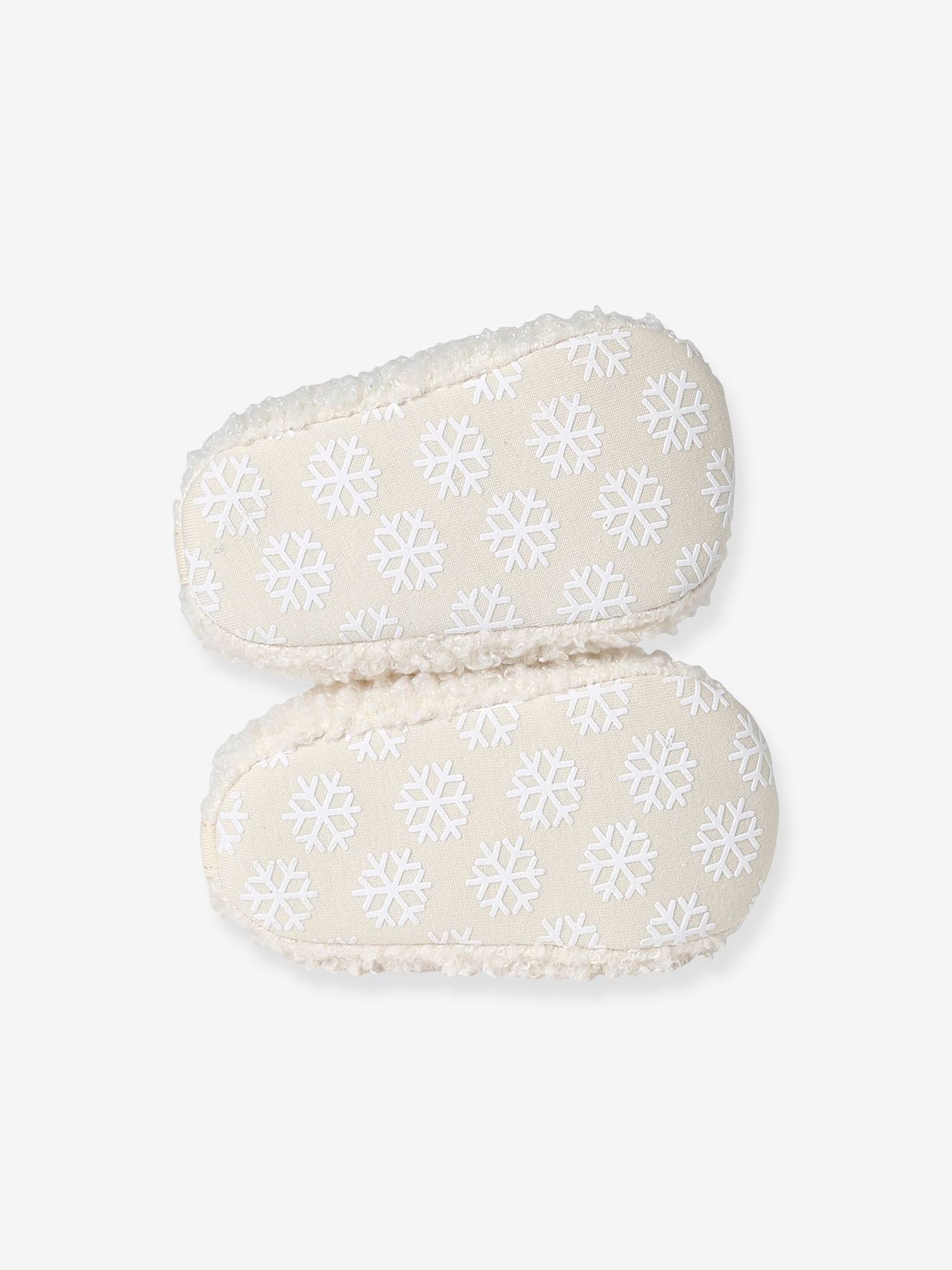 Chaussons souples textile chaud bébé blanc
