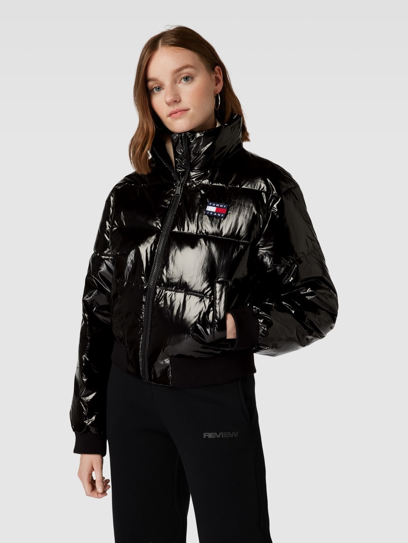 Steppjacke mit Stehkragen in schwarz