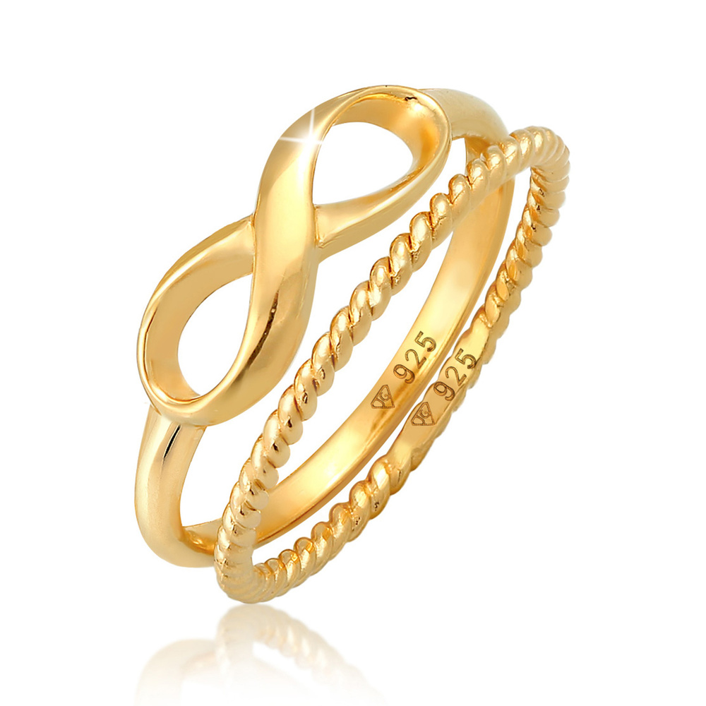 Elli Elli Bague Bague superposée pour femme Duo Infinity Twisted Basic Trend Blogger e Bague