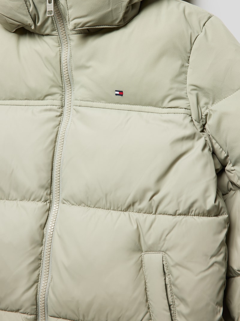 Steppjacke mit Label-Stitching Modell 'MIXED FABRIC JACKET' in schilf