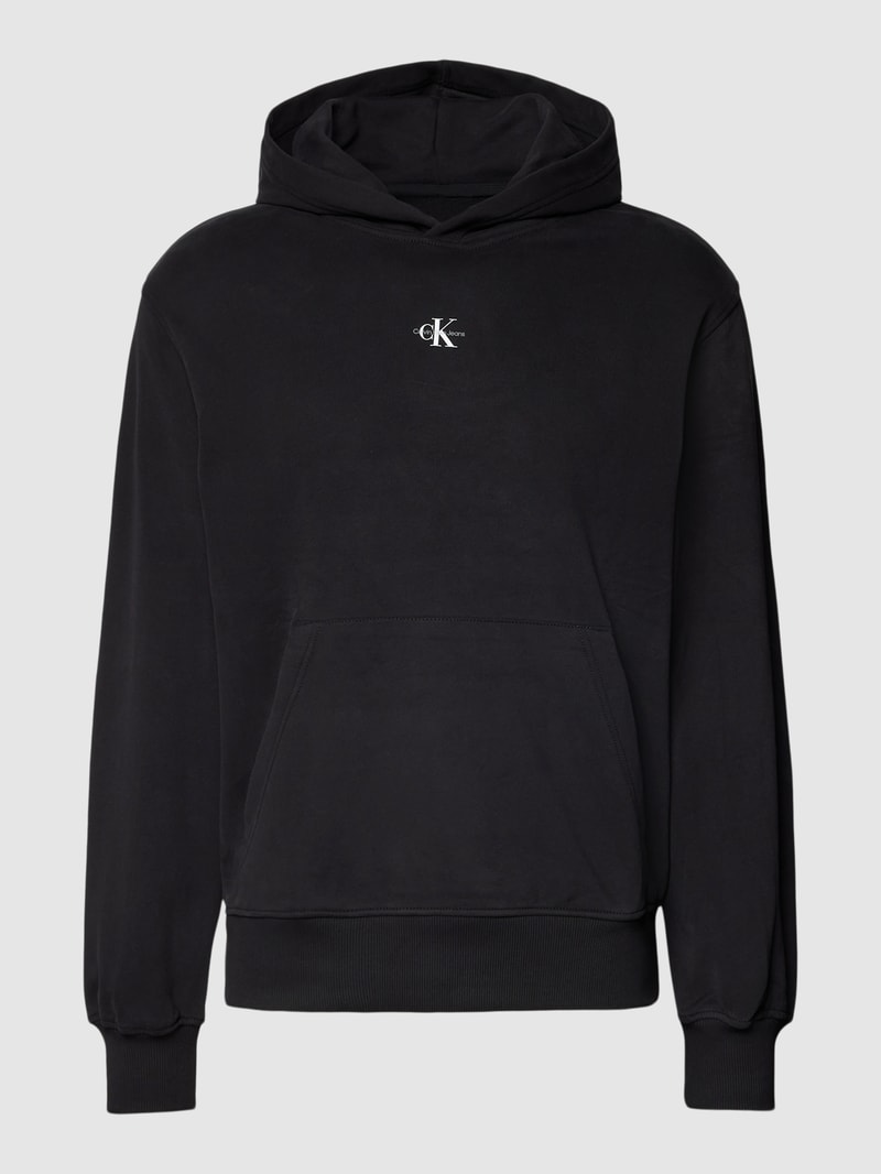 Hoodie mit Label-Print in schwarz