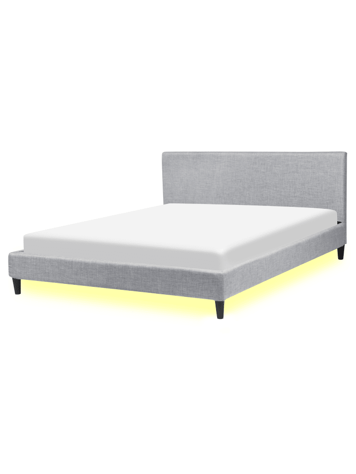 Beliani Doppelbett mit LED FITOU in Grau - (W) 170 x (H) 87 x (L) 214 cm günstig kaufen onesize