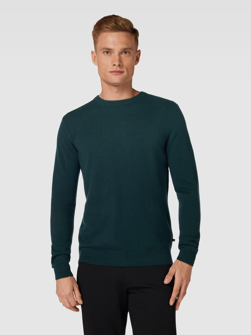 Strickpullover aus Kaschmir mit Rundhalsausschnitt Modell 'mordy' in dunkelgrün