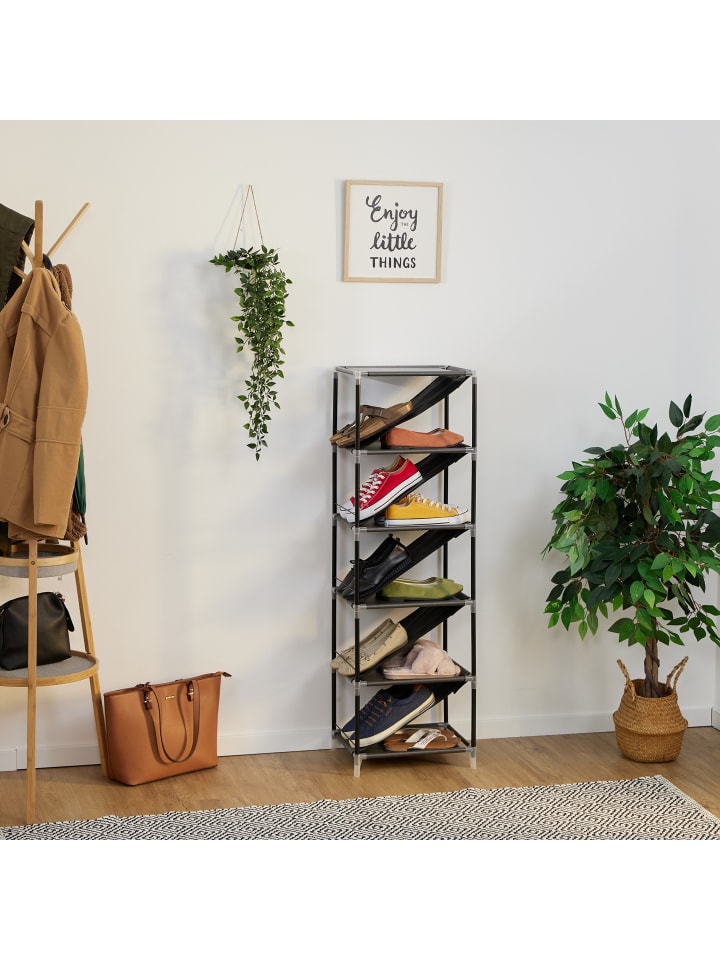 relaxdays Schuhregal in Grau/ Schwarz - (B)38 x (H)121 x (T)30 cm günstig kaufen onesize