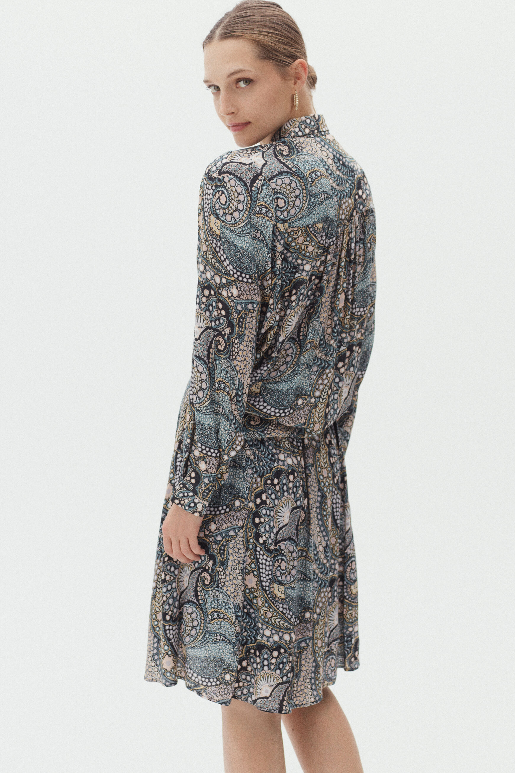 chemisier celeste noir femme