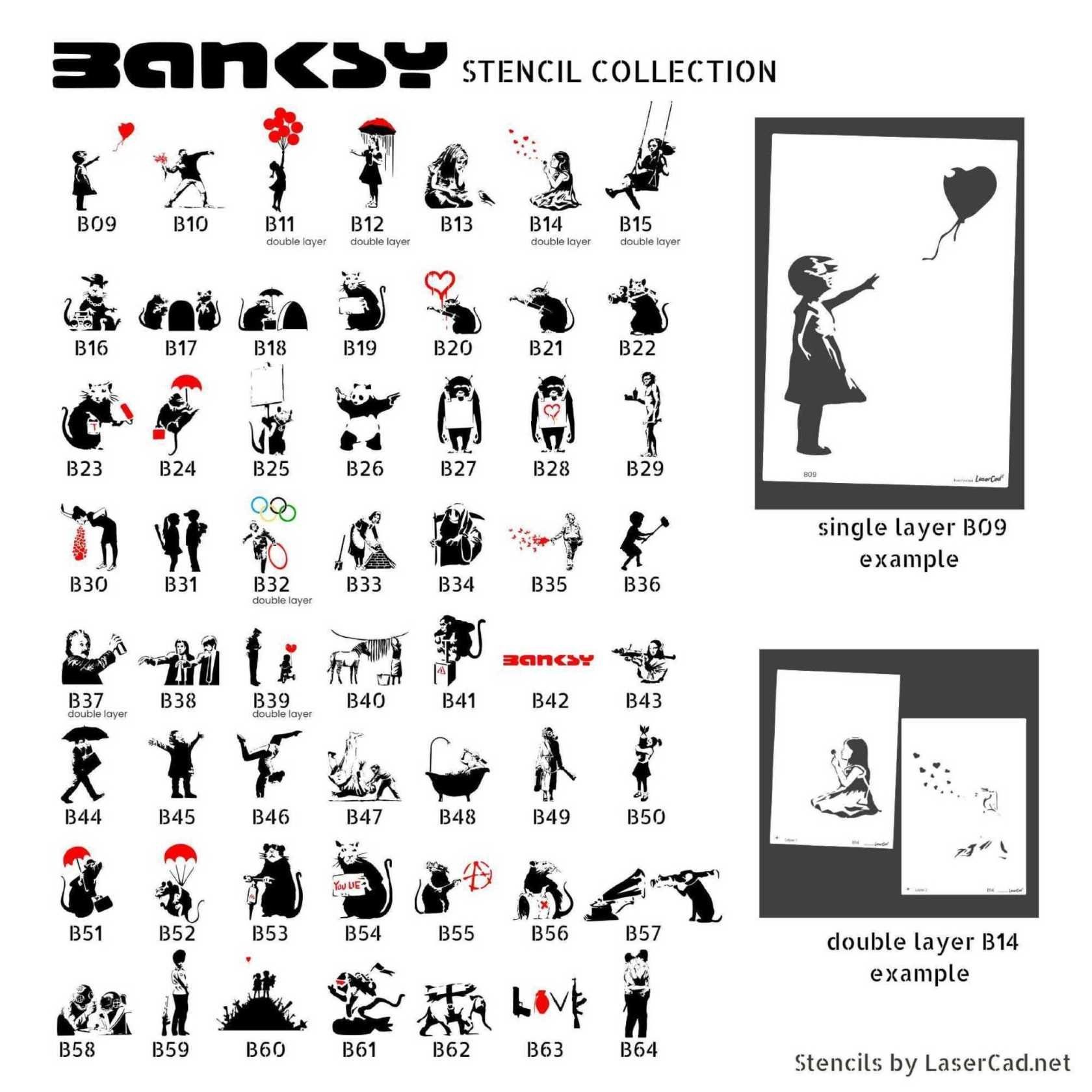 LaserCad Motivschablone BANKSY Streetart für Graffiti, Airbrush, Deko