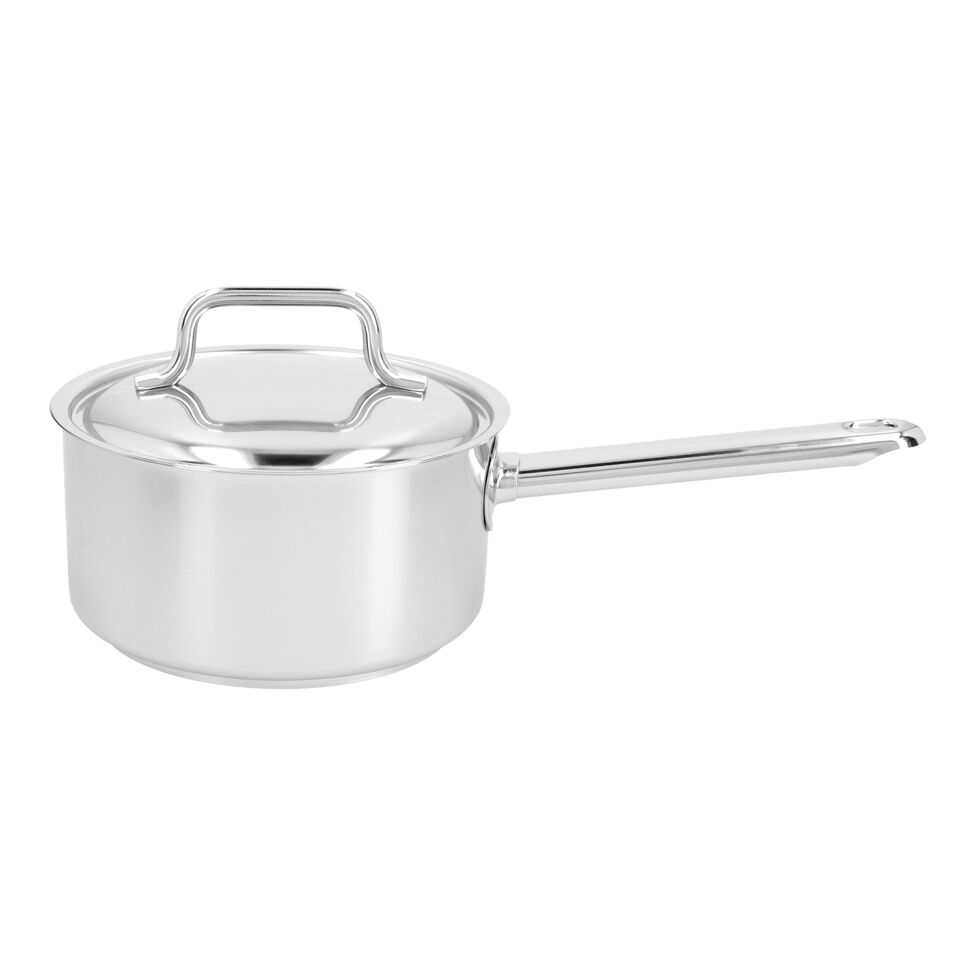 Stieltopf mit Deckel 16 cm, 18/10 Edelstahl, Silber