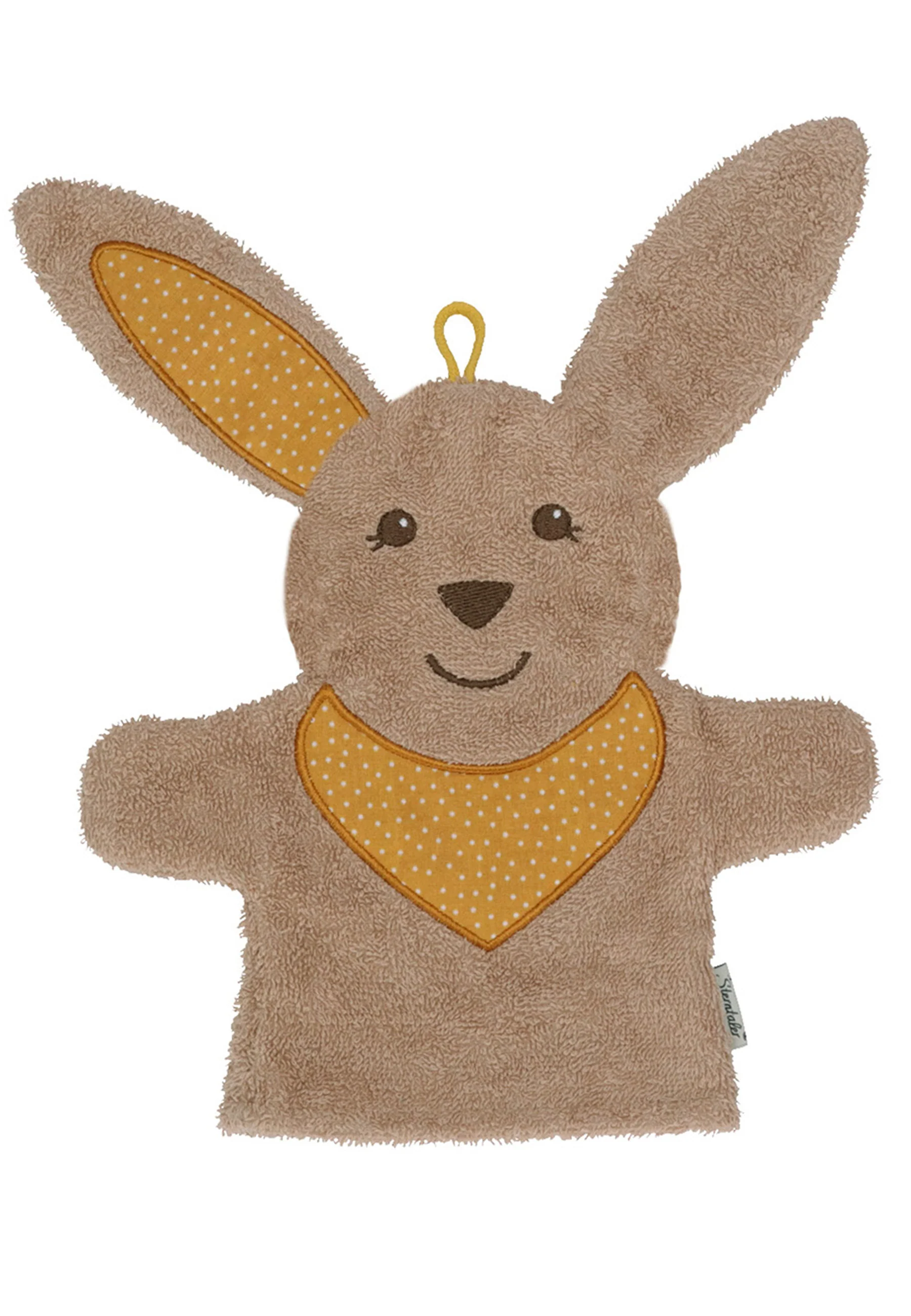 GOTS Waschhandschuh Hase Happy in Grau
