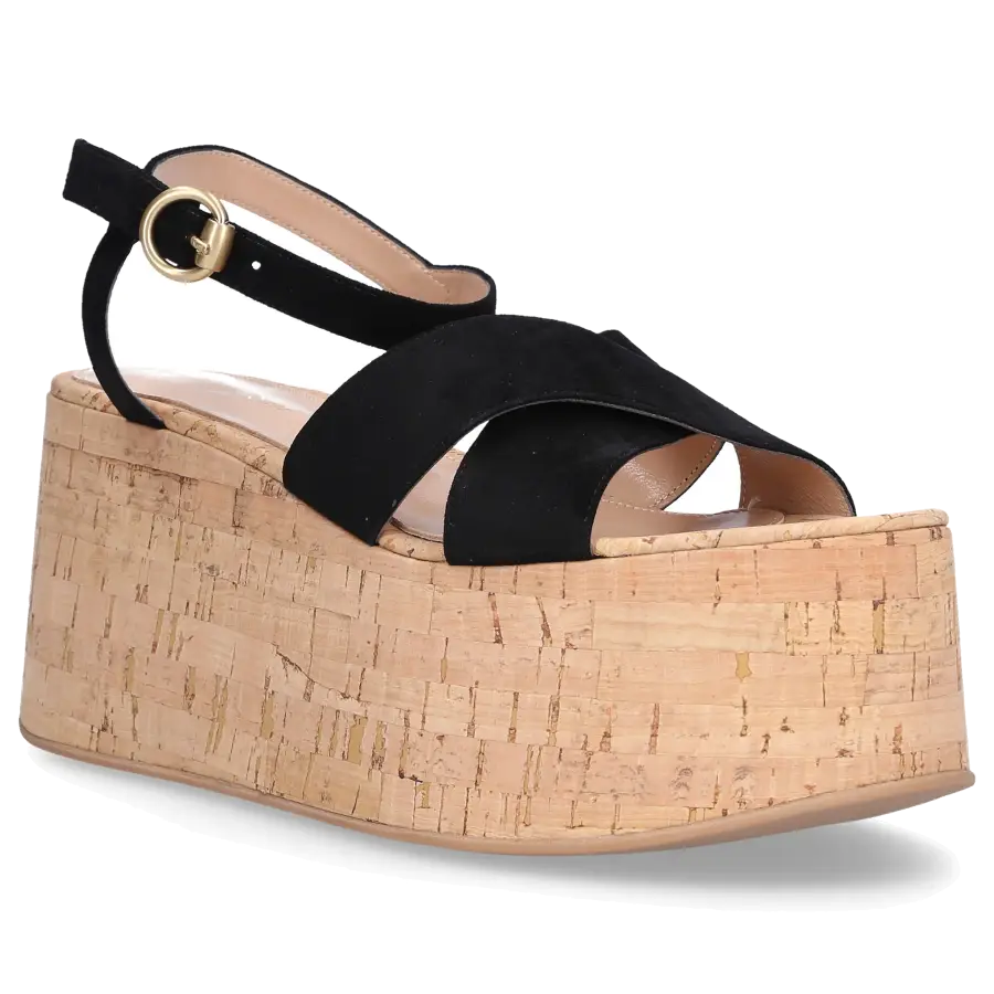 Gianvito Rossi - Plateausandalen BEBE WEDGE Nubukleder - schwarz