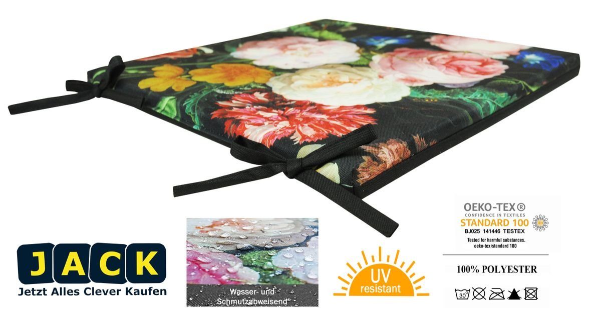 JACK Stuhlkissen JACK Motiv Outdoor Wende Stuhlkissen 40x40cm Lounge Kissen Sitzkissen, Gartenkissen, Lotus Effekt, Robust, Wasserfest, Innen & Außen