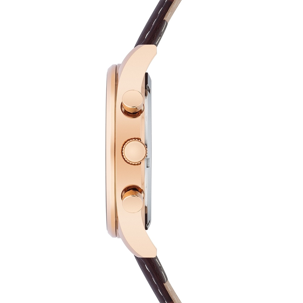 Rhodenwald & Söhne Chronographe Goodwill en Cuir véritable en Brun foncé Montre