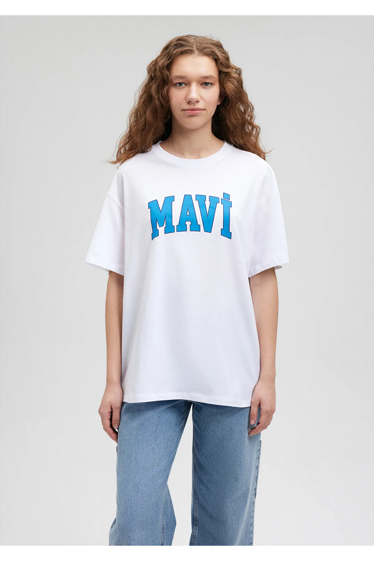 Mavi  Weißes T-Shirt mit Logo-Print, Übergröße/weiter Schnitt 1600843-70000