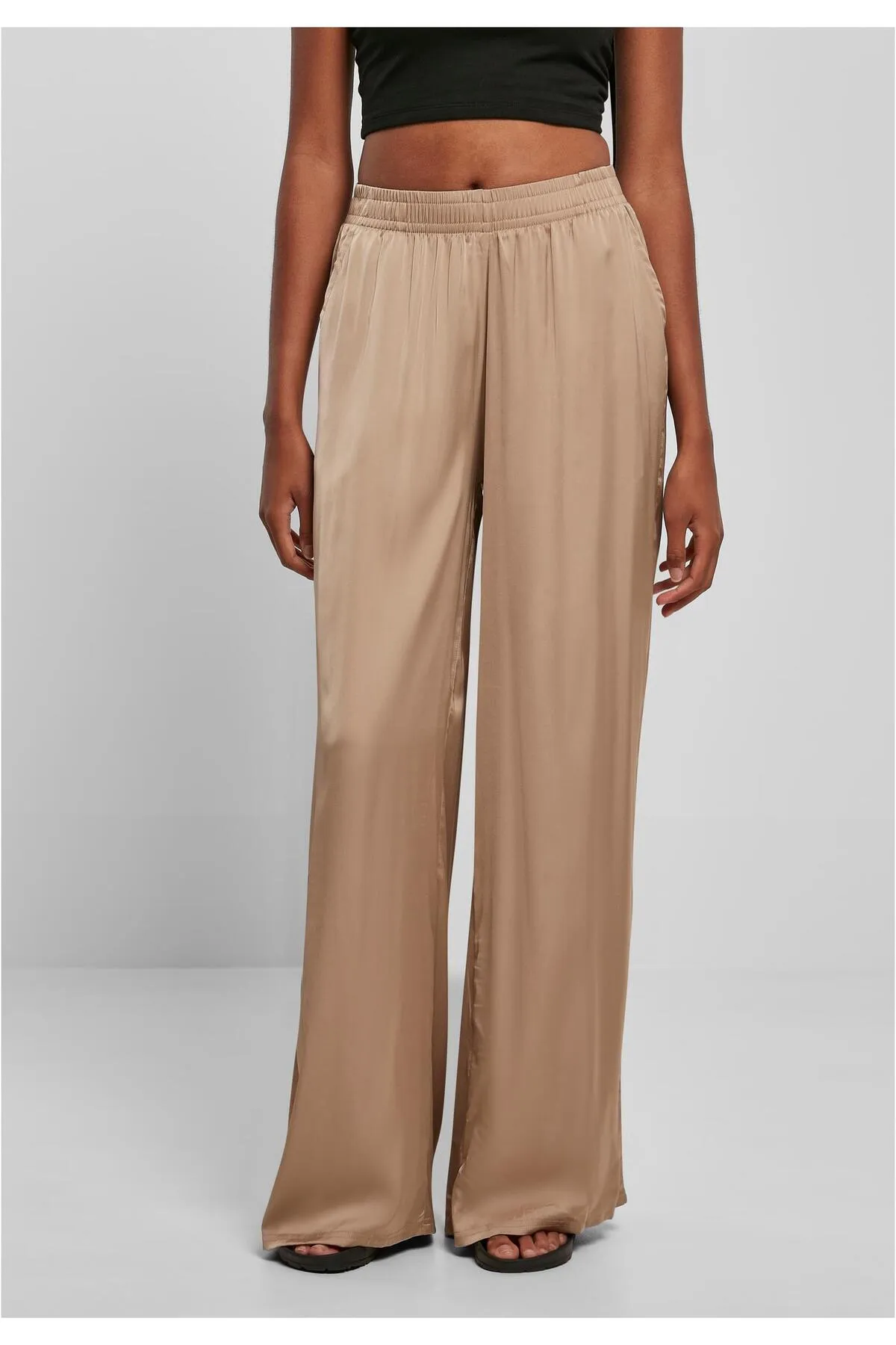 Urban Classics  Damen-Hose aus Satin mit weitem Bein