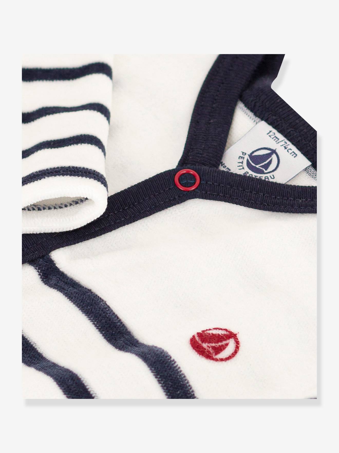 Pyjama bébé rayé en velours PETIT BATEAU blanc imprimé