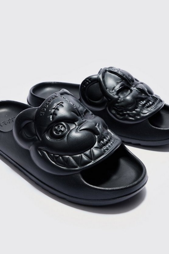 Perforierte Slides mit Evil Teddy Print