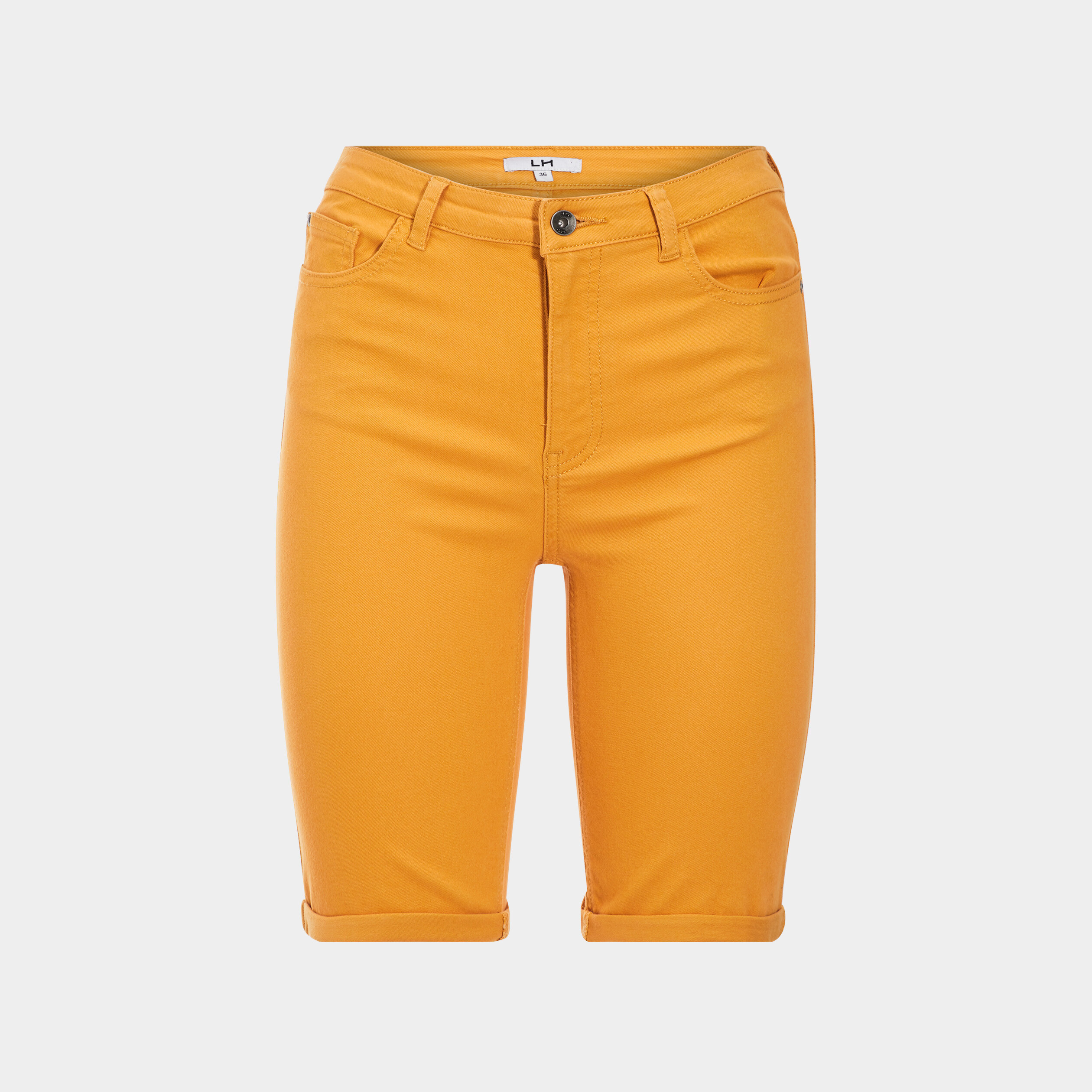 Bermuda slim 5 poches jaune moutarde femme | La Halle
