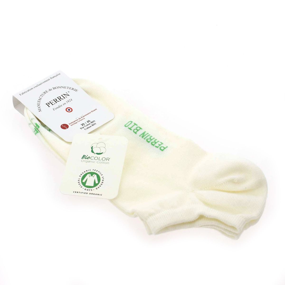 Perrin  Socquettes pur coton Bio - Blanc