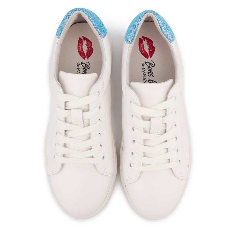 Baskets en cuir Simone glitter ciel