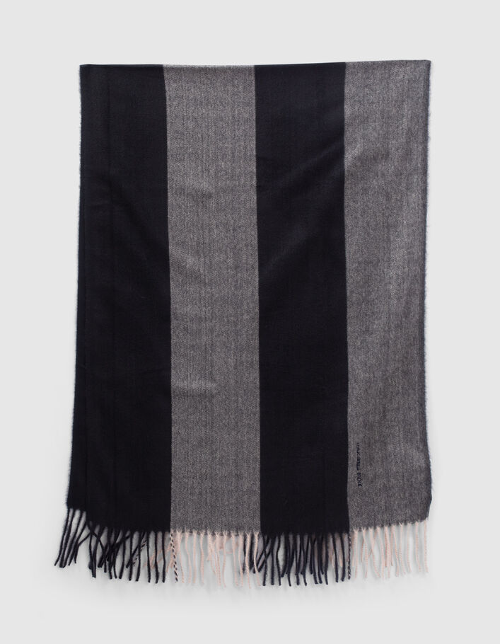 Echarpe grise lignes noires et motif chevrons Homme