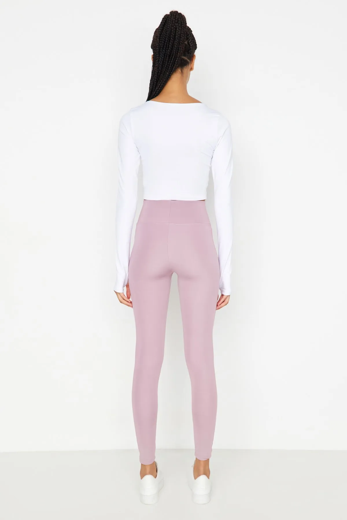 Trendyol Collection  Gestrickte Sportstrumpfhose mit breiter Taille von Dried Rose, elastisch, extra Erholung, in voller Länge TWOAW21TA0029