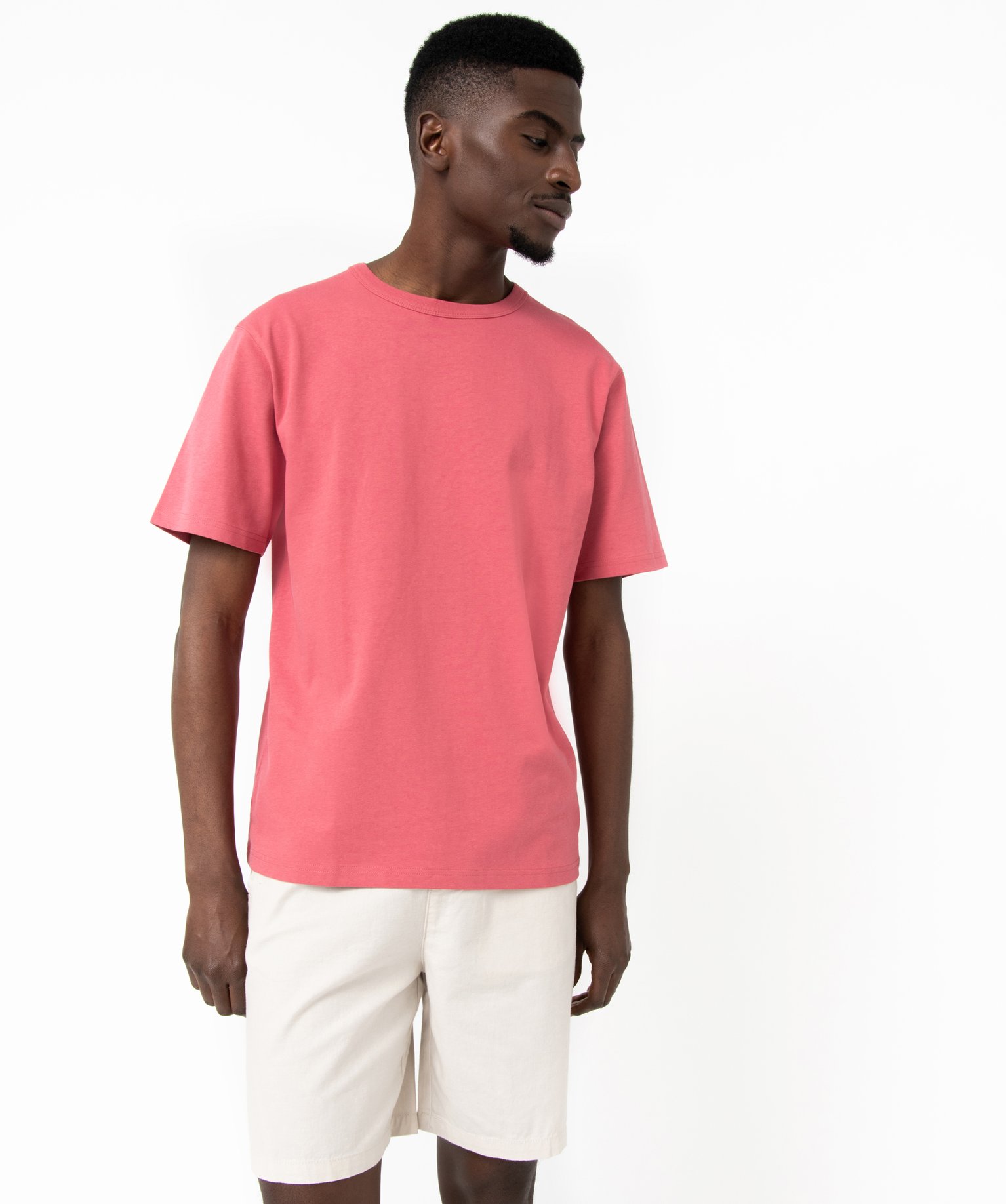 Tee-shirt à manches courtes uni homme rose fonce | GEMO