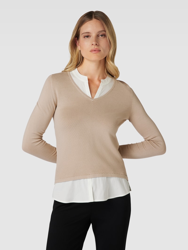 Strickpullover im Double-Layer-Look in sand