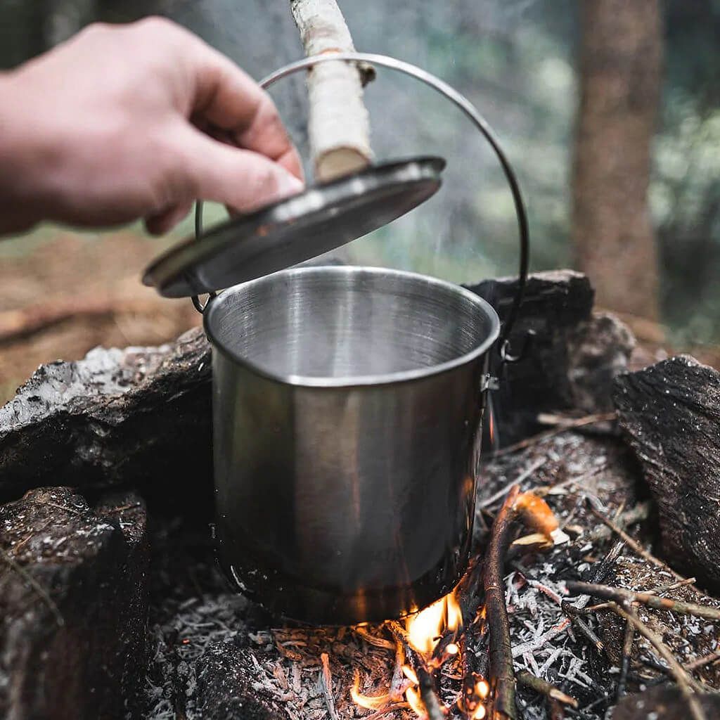 Edelstahl Bush Pot mit Deckel 1.9 Liter
