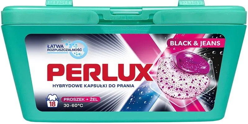 „Perlux Hybrid“ skalbimo kapsulės, juodos ir džinsinės spalvos