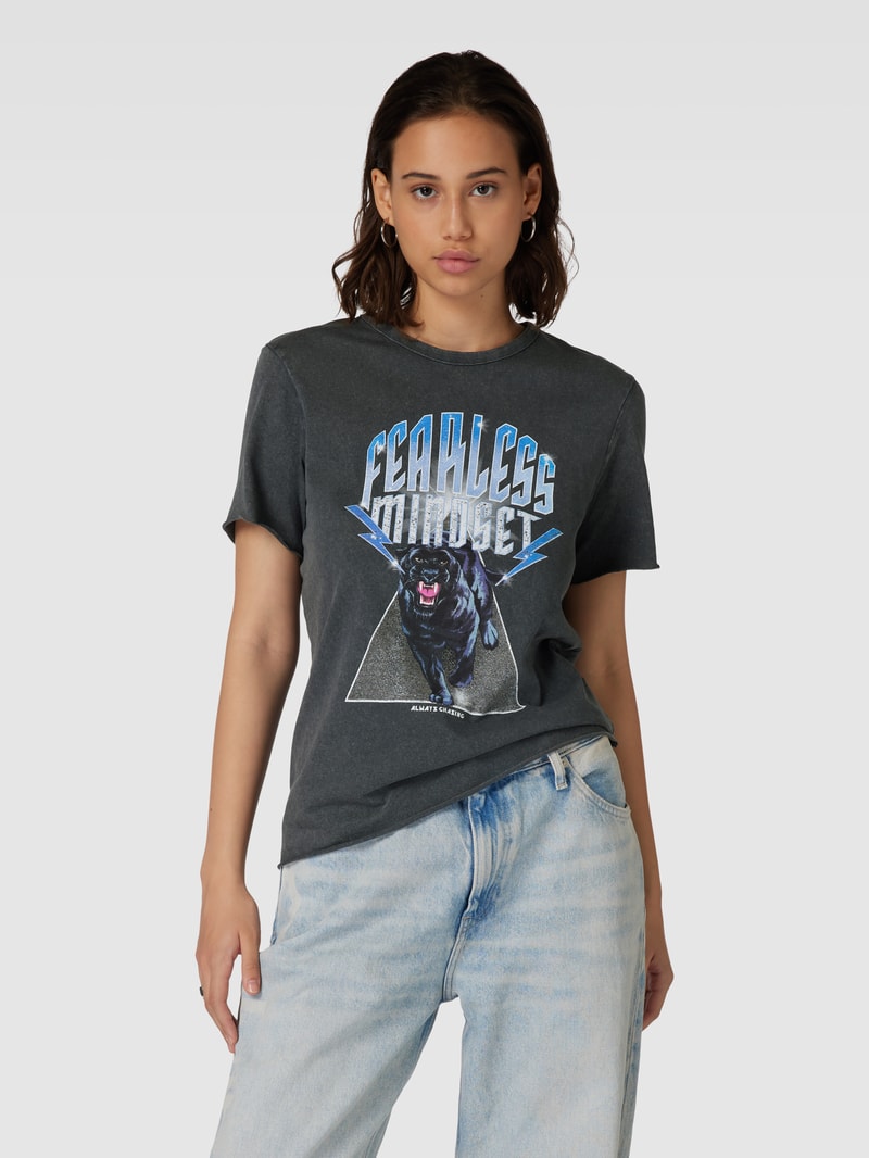 T-Shirt mit Motiv-Print Modell 'LUCY' in anthrazit