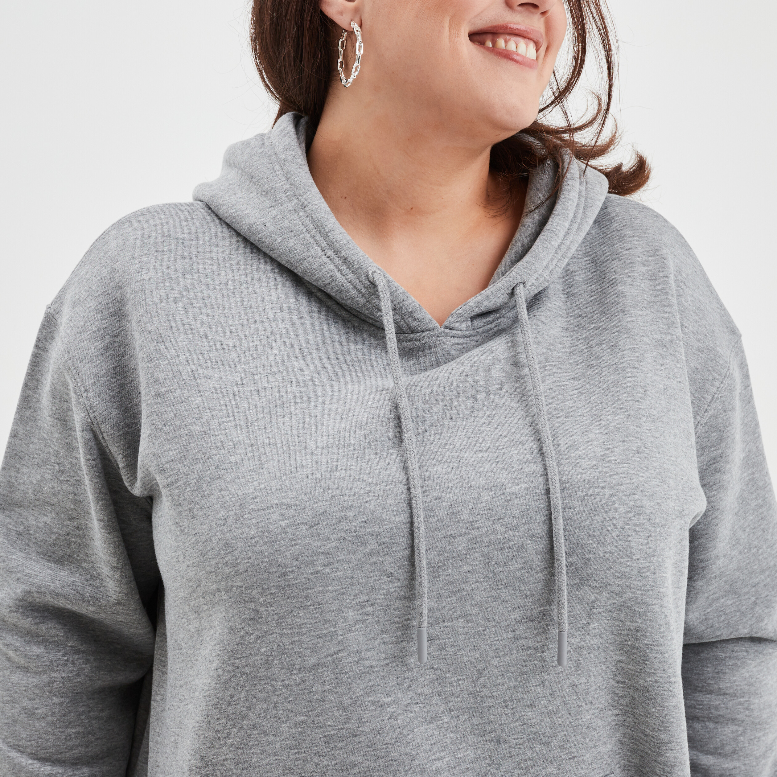 Sweat à capuche hoodie gris clair femme grande taille | La Halle