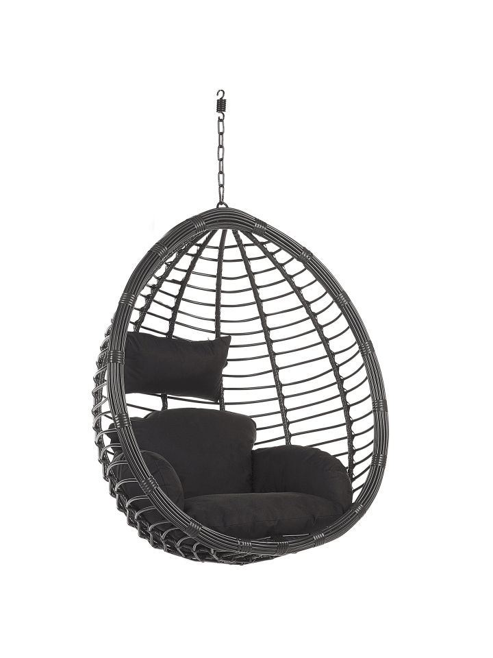 Beliani Hängesessel TOLLO in Schwarz - (W) 100 x (H) 199 x (L) 97 cm günstig kaufen onesize