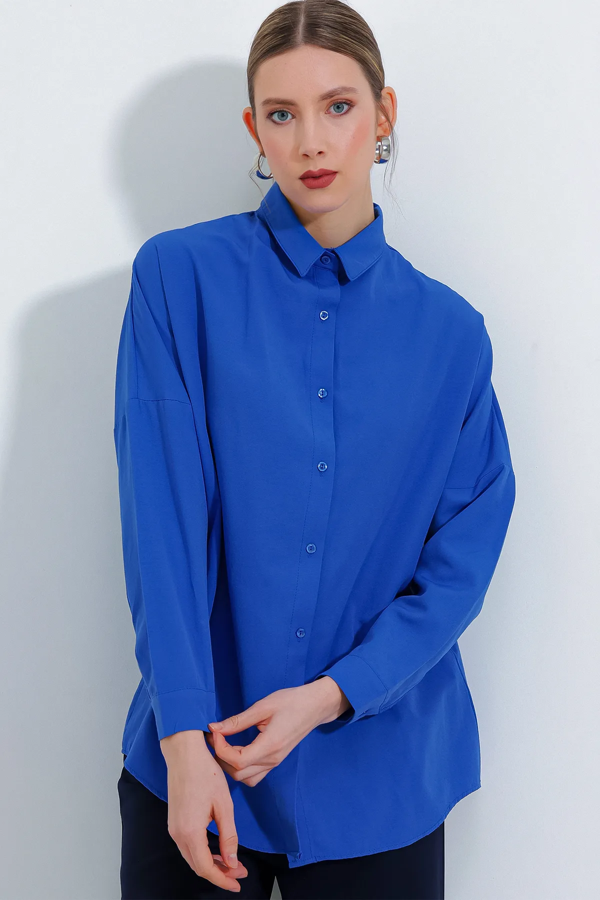 Bigdart  3900 Oversize Long Basic Shirt – B.blau