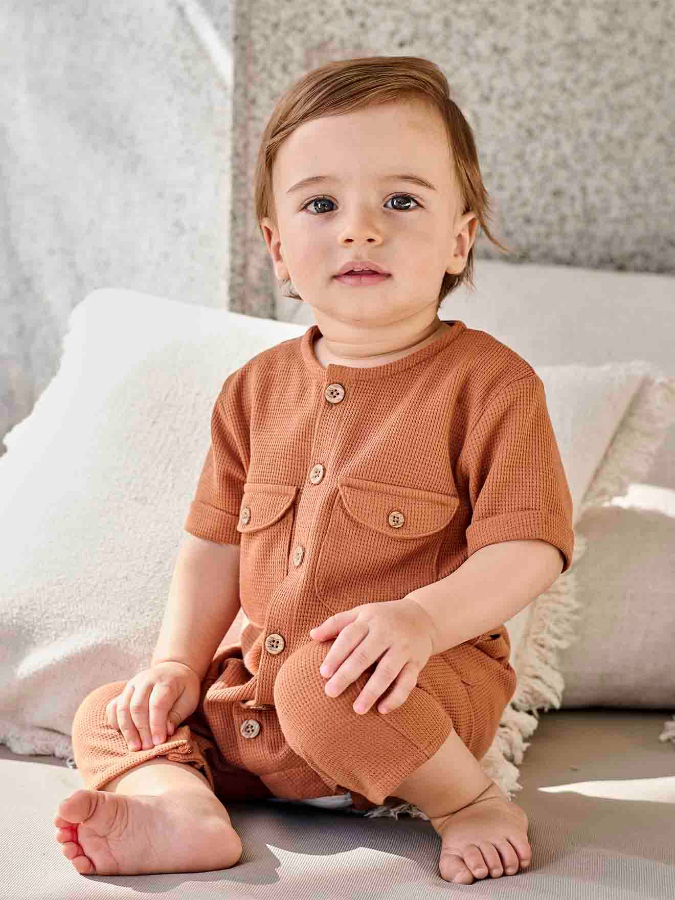 Vertbaudet Jungen Baby Overall Oeko-Tex - rost