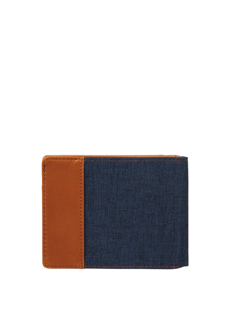 Portemonnaie aus Leder und Textil in blau
