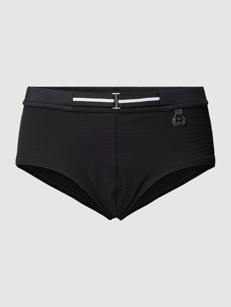 Badehose mit Label-Detail Modell 'HAROLD' in schwarz