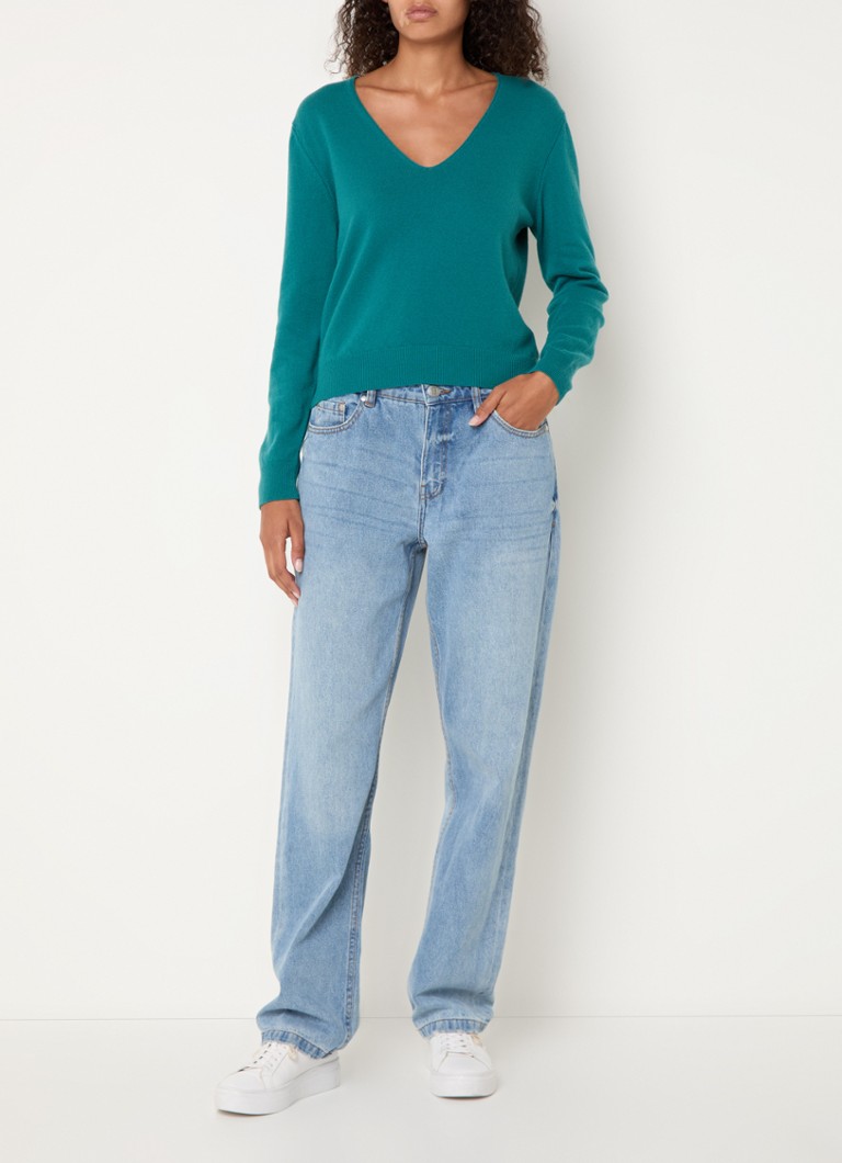 Maglione Benetton in lana vergine a maglia fine con scollo a V