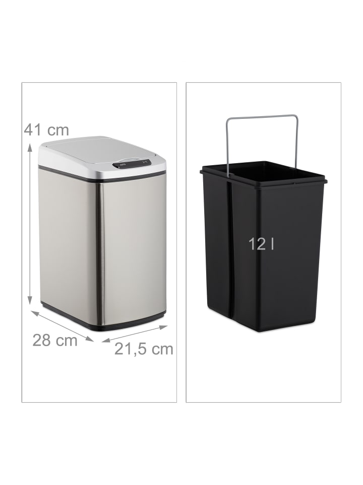 relaxdays Sensor Mülleimer in Silber - 12 l günstig kaufen onesize