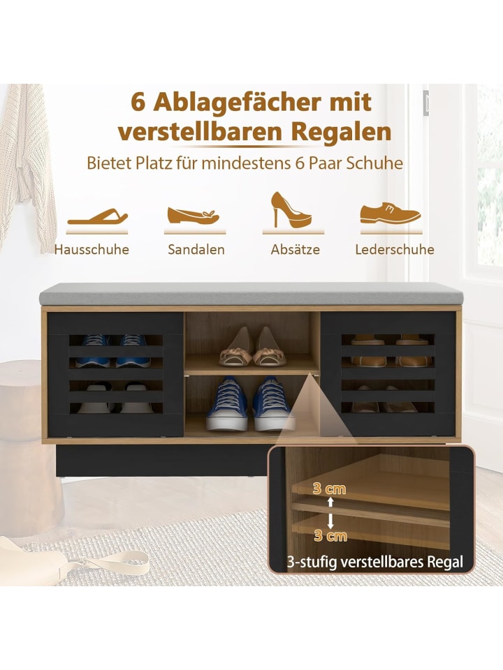 COSTWAY Schuhbank 2 in 1 100x35x46cm in Braun günstig kaufen onesize