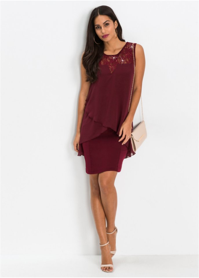 Jerseykleid mit Chiffon